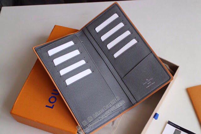 lv錢包 M63236 路易威登Brazza錢夾 Monogram Titanium灰色帆布 lv男士長皮夾  lvqb1307